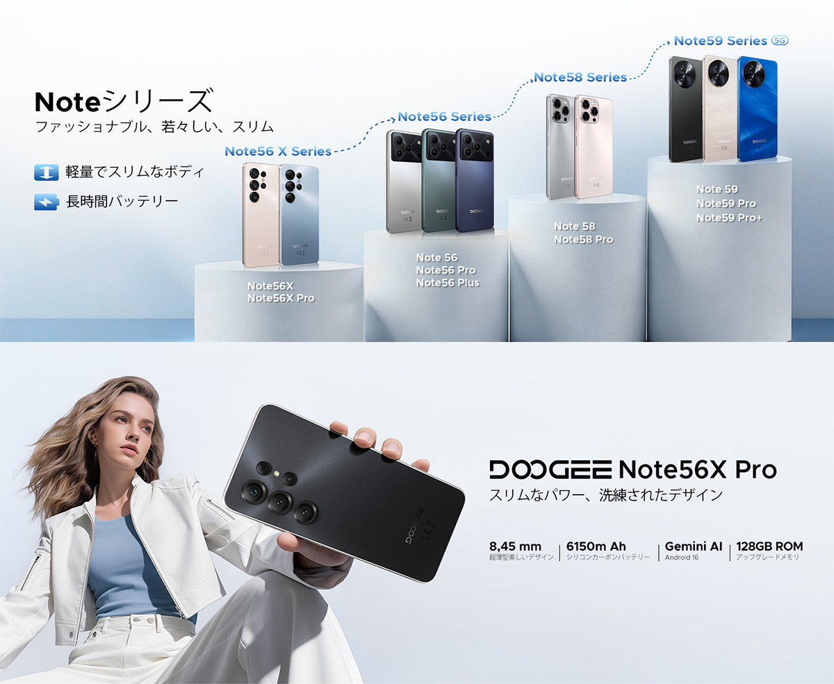 50%OFFクーポン対象】Note56X Pro スマホ Android16 Gemini AI SIM