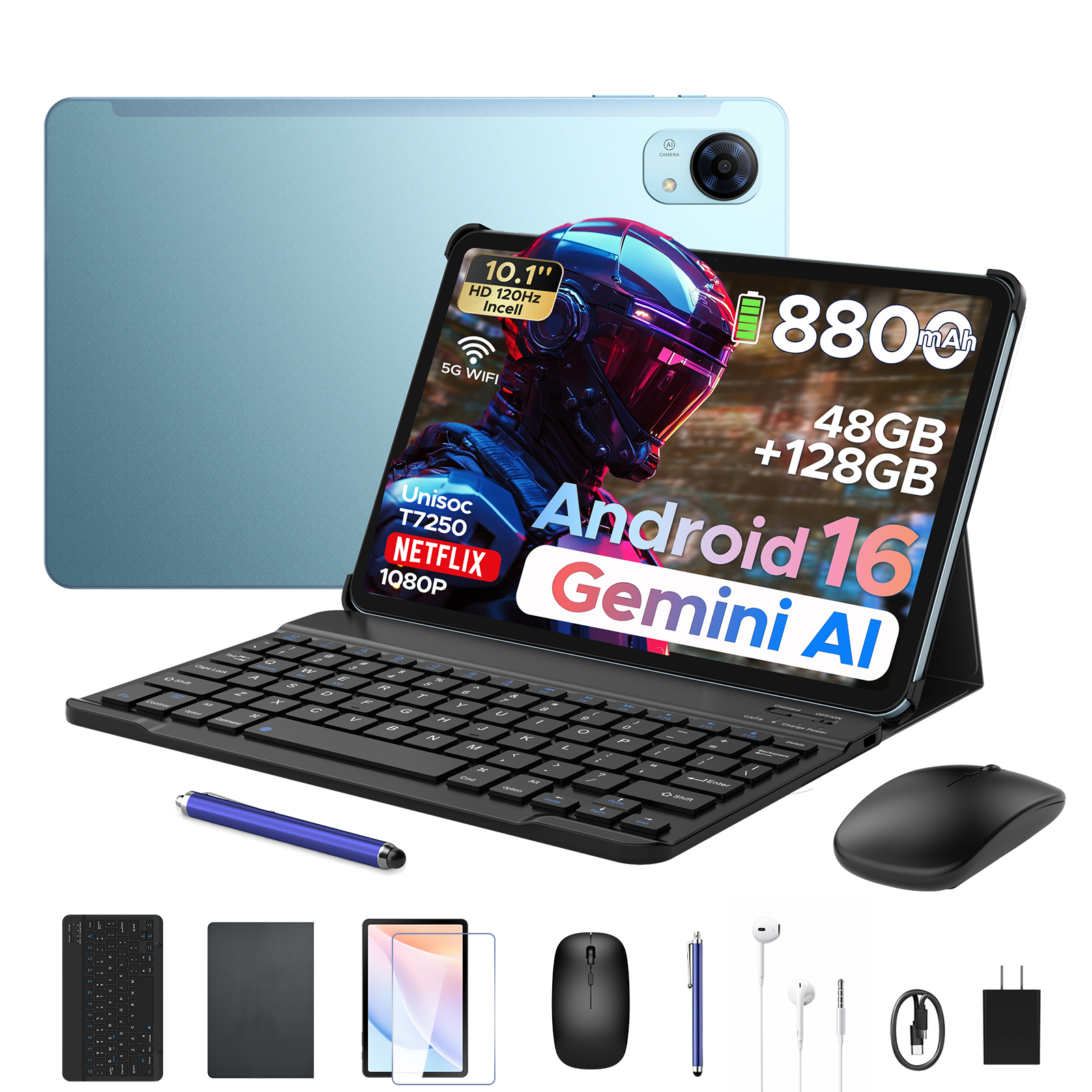 【50%OFFクーポン対象】10インチ セット版 タブレット Android16 Gemini AI Wi-Fiモデル 48GB+128GB 2TB拡張 Widevine L1 P10PRO Bluetoothキーボード付属 |  | 03