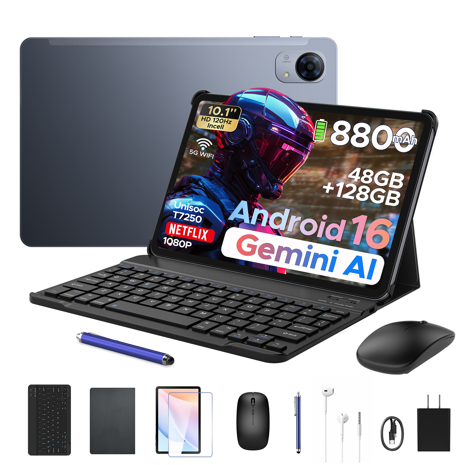 【50%OFFクーポン対象】10インチ セット版 タブレット Android16 Gemini AI Wi-Fiモデル 48GB+128GB 2TB拡張 Widevine L1 P10PRO Bluetoothキーボード付属 |  | 02