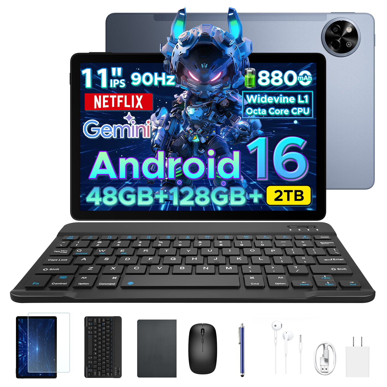 P11 Android16 11インチ 大画面 タブレット Gemini AI機能 8コア CPU 48GB RAM+128GB ROM+2TB拡張可 FHD+解像度 90Hz高リフレッシュレート Widevine L1 |  | 02