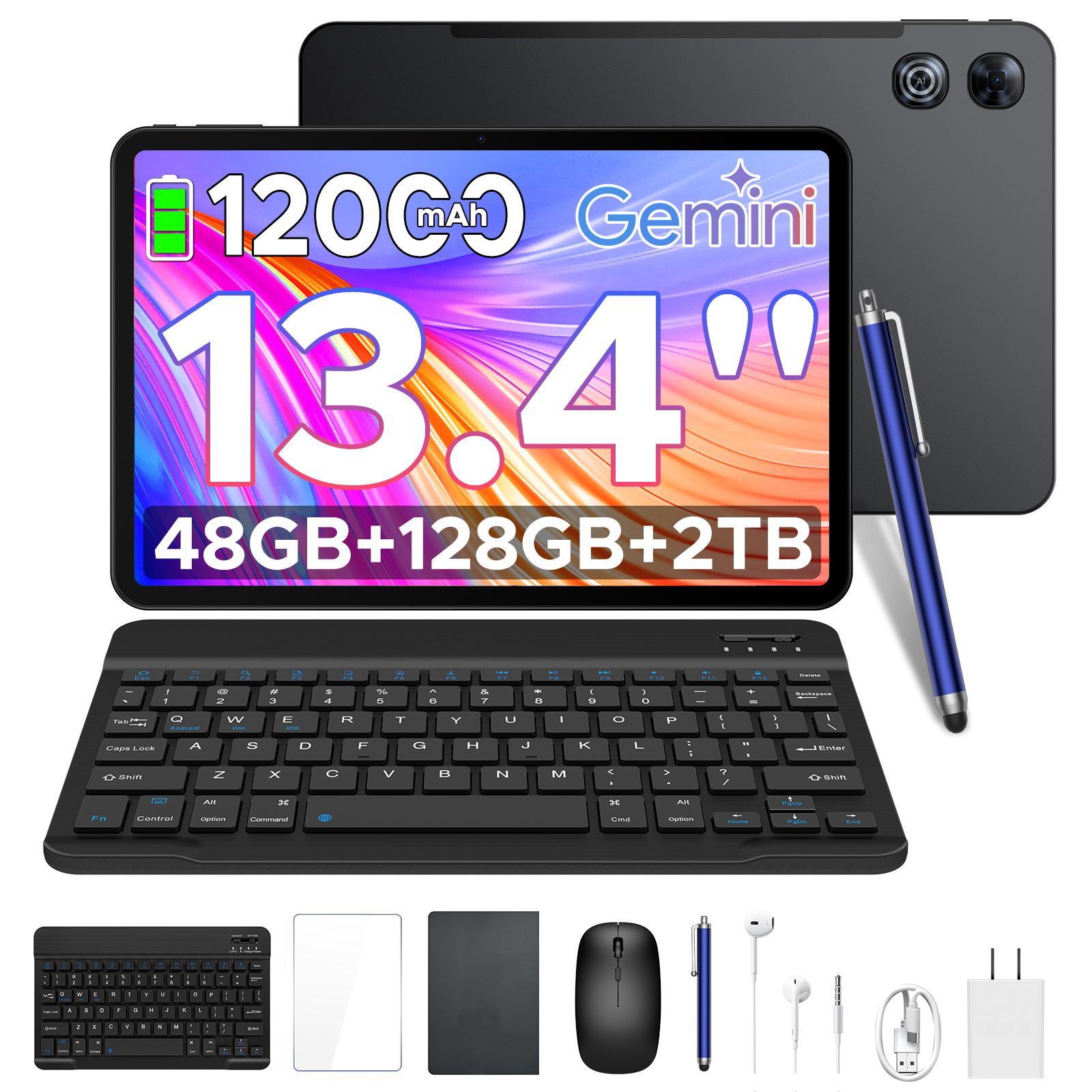 【50%OFFクーポン対象】P13 Android16 タブレット 13インチ 大画面 Wi-Fiモデル 120Hz 2.4K 48GB+128GB 2TB拡張 T620 8コア 12000mAh Widevine L1 顔認証 |  | 01