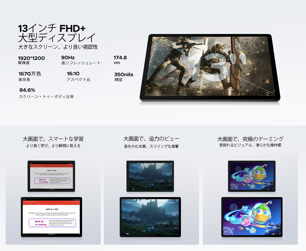 Android16【人気☆13インチ大画面】50%OFFクーポン☆タブレット 32GB+