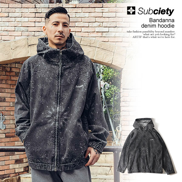 30％OFF SALE セール SUBCIETY サブサエティ Bandanna denim hoodie ジャケット デニムジャケット ジップフーディー atfjkt Subciety（サブサエティ） SALE セール ジャケット SUBCIETY Bandanna