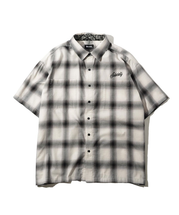 サブサエティ シャツ SUBCIETY OMBRE CHECK SHIRT subciety メンズ