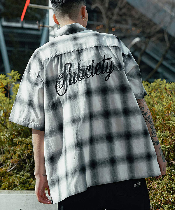 サブサエティ シャツ SUBCIETY OMBRE CHECK SHIRT subciety メンズ