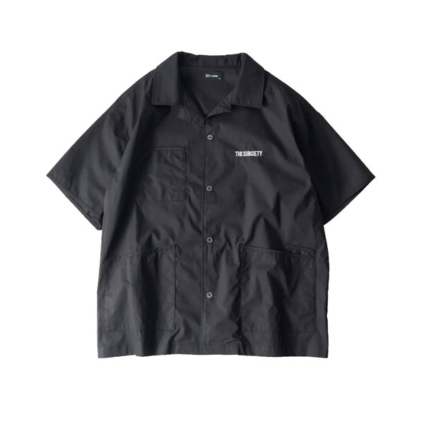 今期もの！　Subciety ブラック 半袖シャツ XL バーバーシャツ Subciety（サブサエティ） シャツ SUBCIETY Barber shirt subciety