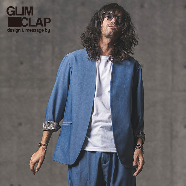 SALE セール GLIMCLAP グリムクラップ ジャケット Stretch Dungaree collar-less jacket メンズ  :12-101-gls-cc:ARTIF - 通販 - Yahoo!ショッピング