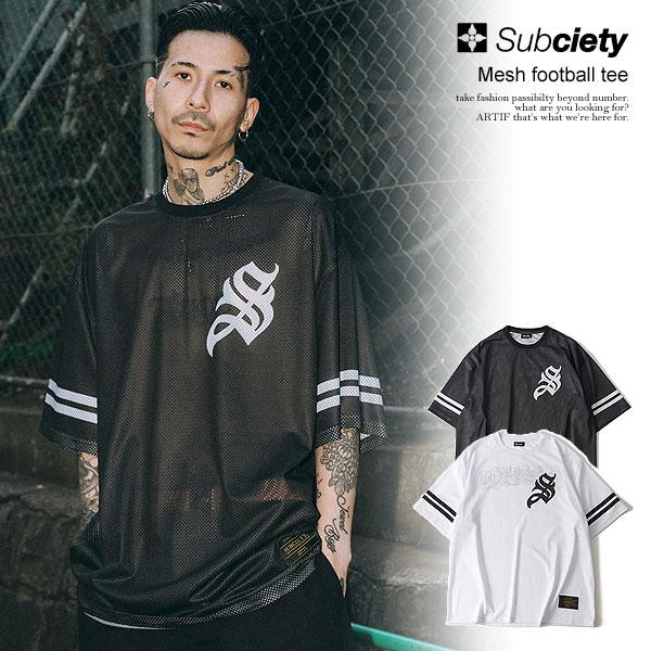 SUBCIETY サブサエティ Mesh football tee subciety メンズ Tシャツ 半袖 半袖Tシャツ フットボールTシャツ 送料無料 atftps Subciety（サブサエティ） SALE セール Tシャツ SUBCIETY Mesh