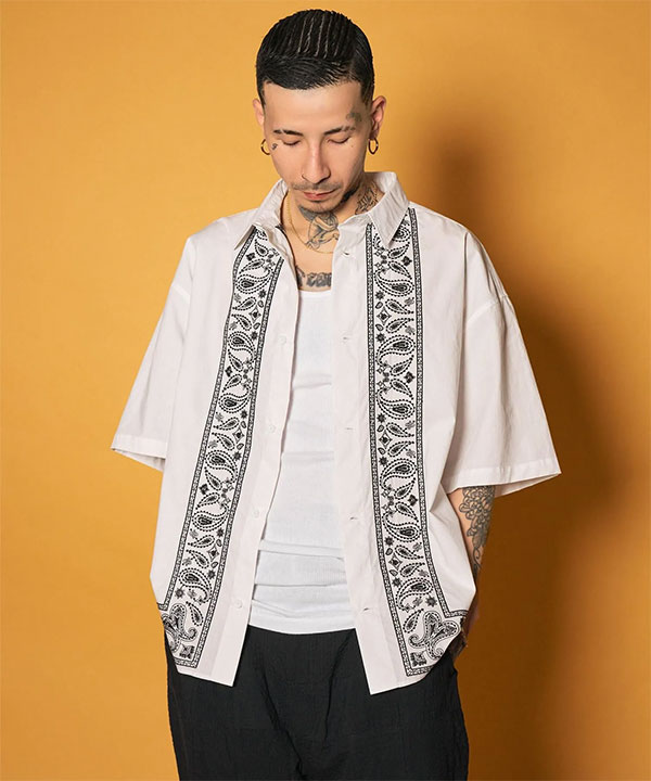 Subciety（サブサエティ） シャツ SUBCIETY Embroidery bandanna shirt