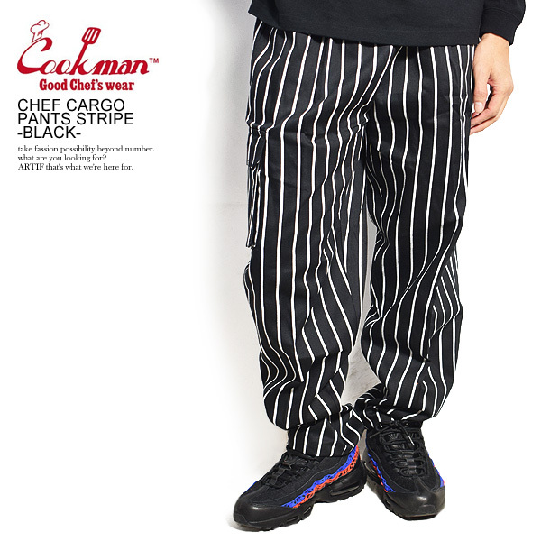 クックマン シェフパンツ COOKMAN CHEF CARGO PANTS STRIPE BLACK カーゴパンツ ストライプ ブラック