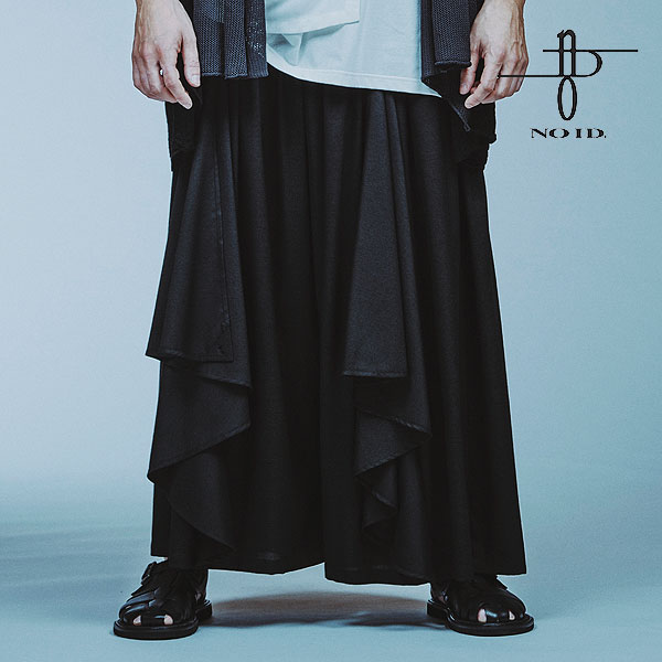 NO ID. BLACK ノーアイディー ギャザーバギードレープトラウザーズ メンズ パンツ ワイドパンツ ビッグシルエット 送料無料 atfpts NO ID.（ノーアイディー） SALE セール パンツ NO ID. BLACK ギャザー