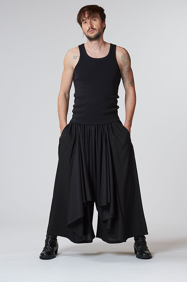 20％OFF SALE セール NO ID. BLACK ノーアイディー ギャザーバギードレープトラウザーズ メンズ パンツ バギーパンツ atfpts NO ID.（ノーアイディー） SALE セール パンツ NO ID. BLACK ギャザー