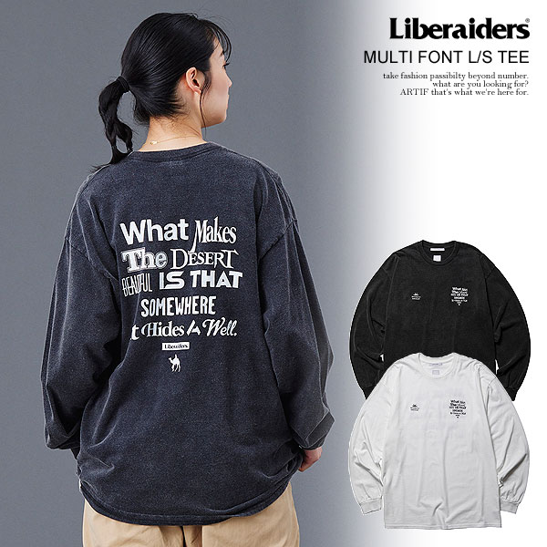 Liberaiders リベレイダース MULTI FONT L/S TEE メンズ Tシャツ 長袖 ロンT フロスト加工 送料無料 ストリート atftps リベレイダース Tシャツ Liberaiders MULTI FONT L/S TEE メンズ 長袖