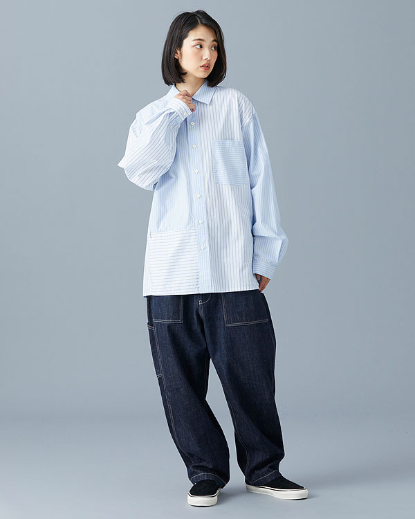 SALE セール リベレイダース シャツ Liberaiders PATCHWORK STRIPE