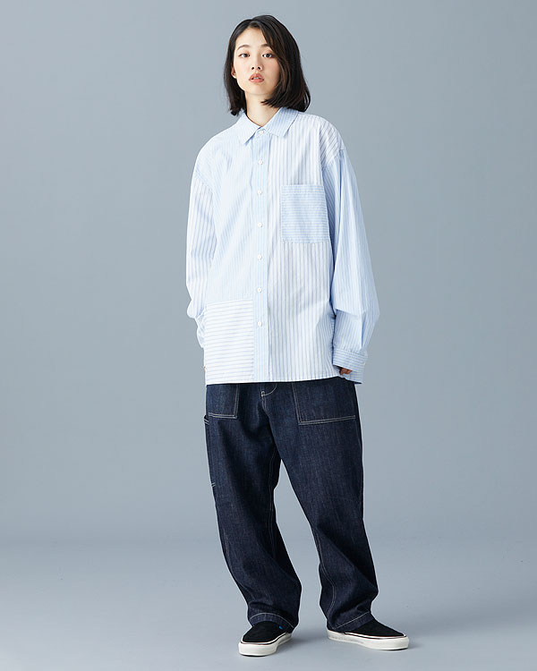 30％OFF SALE セール Liberaiders リベレイダース PATCHWORK STRIPE SHIRT メンズ シャツ 長袖 ストライプシャツ atftps 781022403_7.jpg