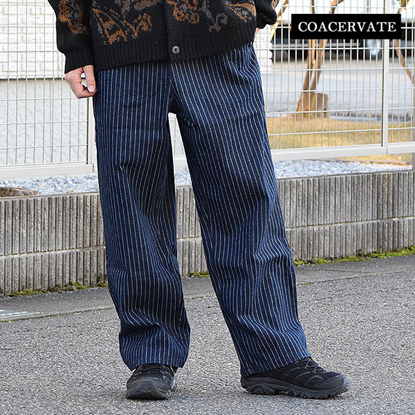 コアセルベート パンツ COACERVATE WIDE STRAIGHT STRIPE DENIM PANTS