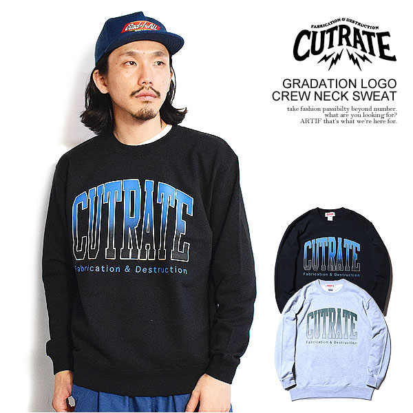 カットレイト CUTRATE CUTRATE GRADATION LOGO CREW NECK SWEAT cr