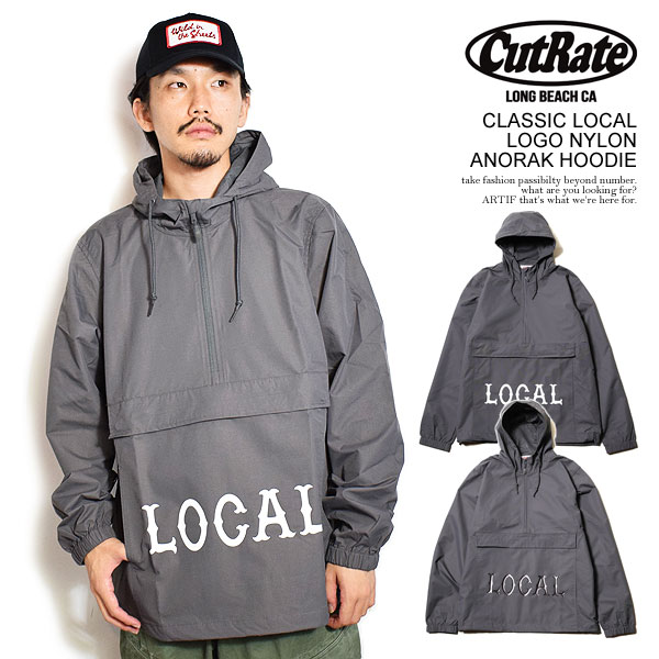 カットレイト ジャケット CUTRATE CLASSIC LOCAL LOGO NYLON ANORAK HOODIE メンズ アノラック  マウンテンパーカー