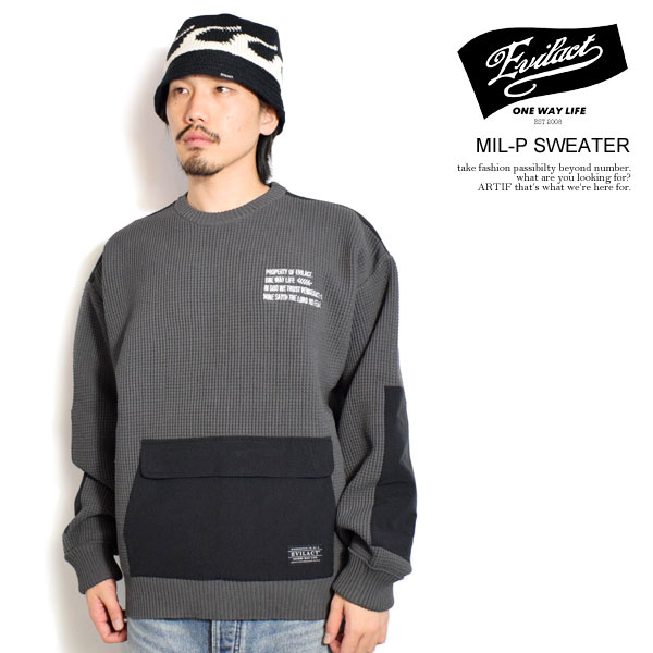 イーブルアクト セーター EVILACT MIL-P SWEATER メンズ ワッフル 
