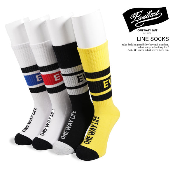 イーブルアクト ソックス EVILACT LINE SOCKS メンズ クルー