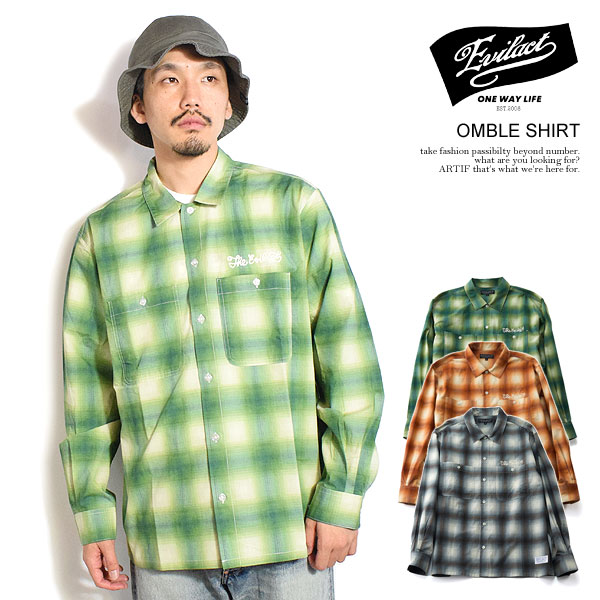 イーブルアクト　チェックシャツ　xl used イーブルアクト シャツ EVILACT OMBLE SHIRT メンズ 長袖