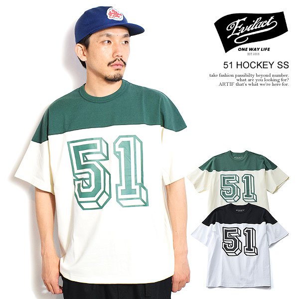 EVILACT イーブルアクト　プリントシャツ イーブルアクト Tシャツ EVILACT 51 HOCKEY SS メンズ 半袖 オリジナル