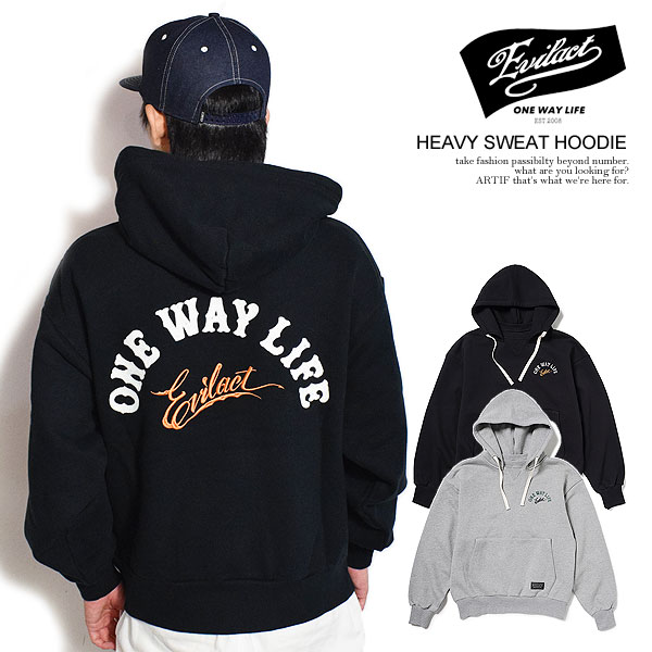 EVILACT イーブルアクト HEAVY SWEAT HOODIE メンズ パーカー プルオーバー ヘビーウェイト 裏毛 バイカー 送料無料 atftps SALE セール イーブルアクト パーカー EVILACT HEAVY SWEAT HOODIE