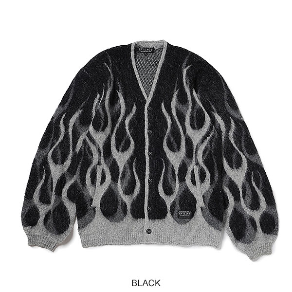 イーブルアクト カーディガン EVILACT FLAMES MOHAIR CARDIGAN メンズ