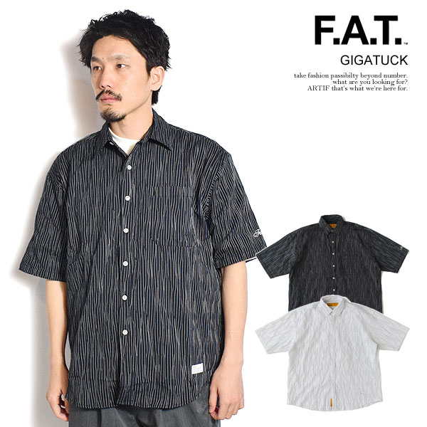 FAT エフエイティー セットアップ　シアサッカーシャツ　パンツ FAT エフエーティー シャツ GIGATUCK メンズ 半袖シャツ ビッグ