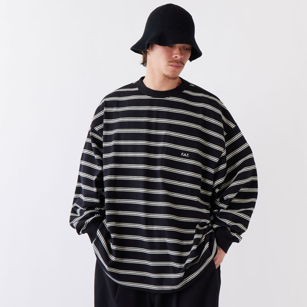 美品エフエーティー　FAT　ポロシャツ　FAT　ブラック　ボーダーBEEDER FAT SALE セール エフエーティー Tシャツ FAT GIGANDER メンズ 長袖