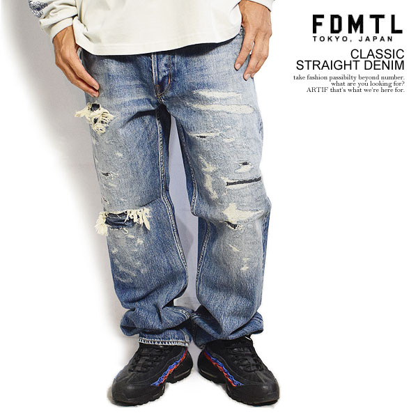 ファンダメンタル パンツ FDMTL CLASSIC STRAIGHT DENIM CS93 メンズ デニム ユーズド加工 リメイク加工