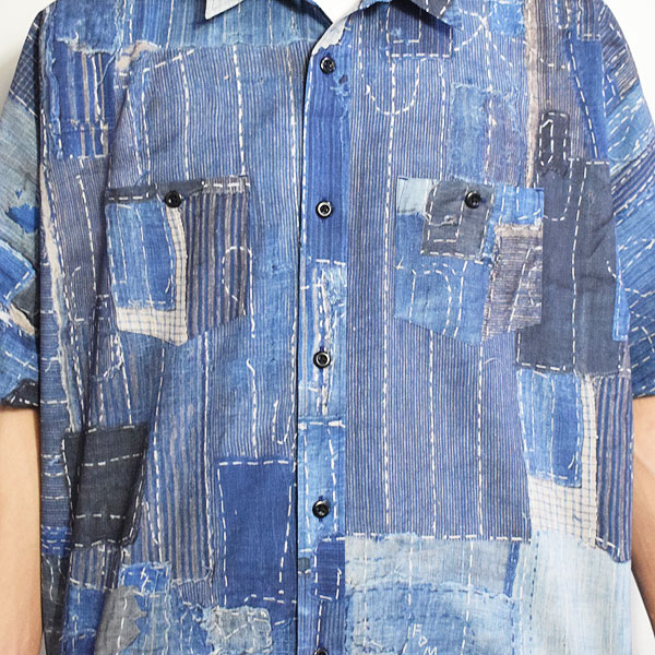 ファンダメンタル シャツ FDMTL PRINTED PATCHWORK S/S SHIRT メンズ