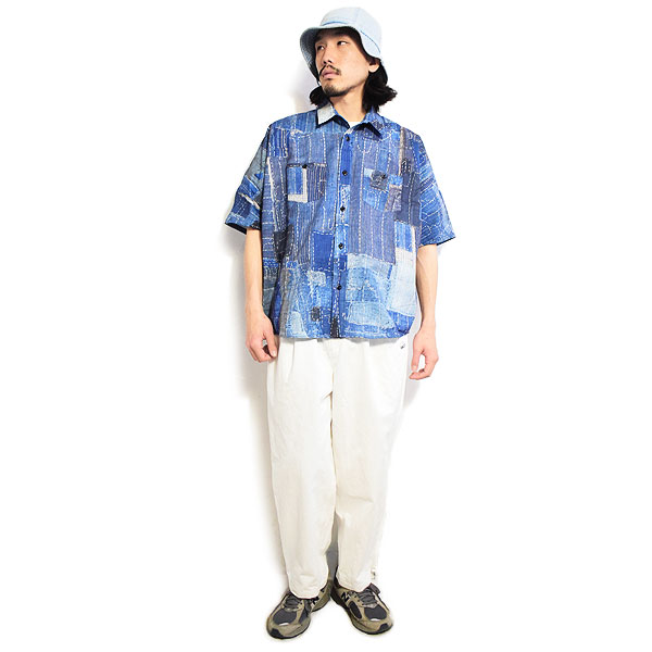 ファンダメンタル シャツ FDMTL PRINTED PATCHWORK S/S SHIRT メンズ