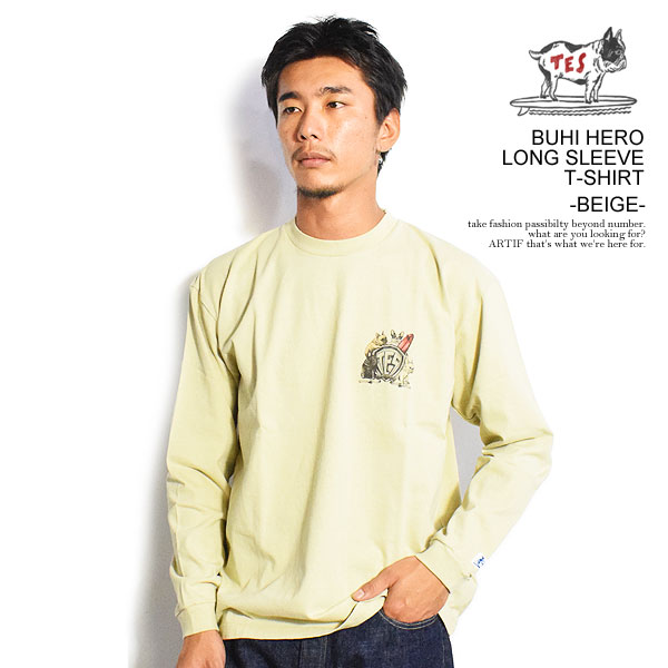 エンドレスサマー Tシャツ The Endless Summer TES BUHI HERO LONG SLEEVE T-SHIRT -BEIGE-  メンズ 長袖 ロンT 送料無料 ストリート