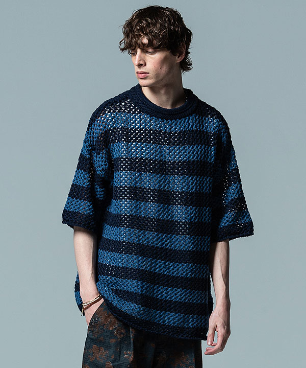 信頼】 Openwork Border Knit オープンワークボーダーニット GB0222