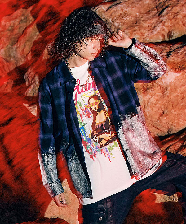【glamb】グラフィックプリントチェックシャツ glamb（グラム） シャツ glamb Glitter Check Shirt グリッター