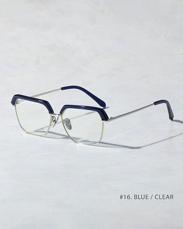 新品未使用 Own 亜州眼鏡 #16 コンビネーションブロウ オウン サングラス オウン サングラス OWN #16 BLUE / CLEAR メンズ メガネ