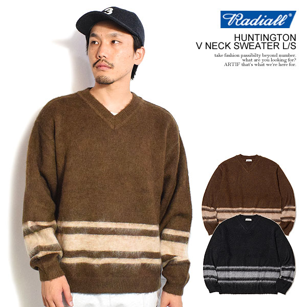 RADIALL ファイヤーパターン モヘアニット セーター M ラディアル ニット RADIALL HUNTINGTON - V NECK SWEATER L/S radiall