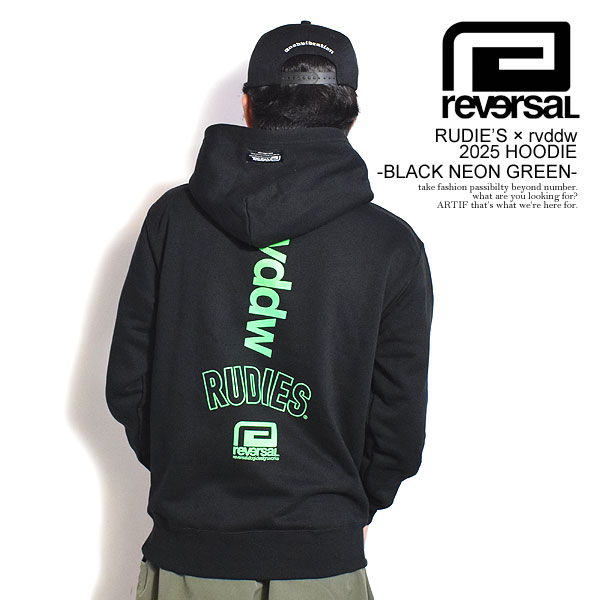 予約商品 1月頃入荷予定 リバーサル メンズ パーカー 正規販売店 REVERSAL ルーディーズ プルオーバー フーディー RUDIE'S x reversal SWEAT HOODIE ﾌﾞﾗｯｸ rvrud202 BK BLACK reversal（リバーサル） パーカー reversal RUDIE'S × rvddw 2025