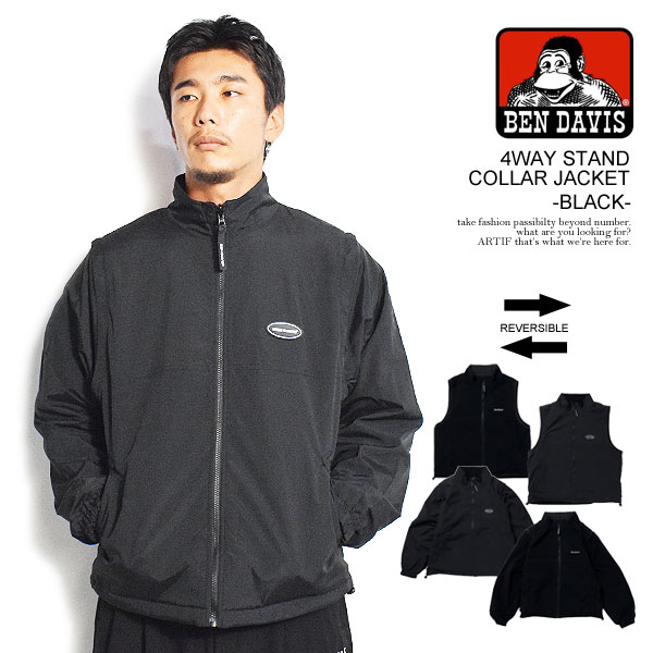 ベンデイビス ジャケット BEN DAVIS 4WAY STAND COLLAR JACKET -BLACK