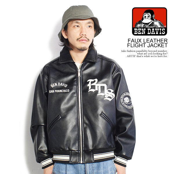 BEN DEVIS 黒 フェイクレザージャケット