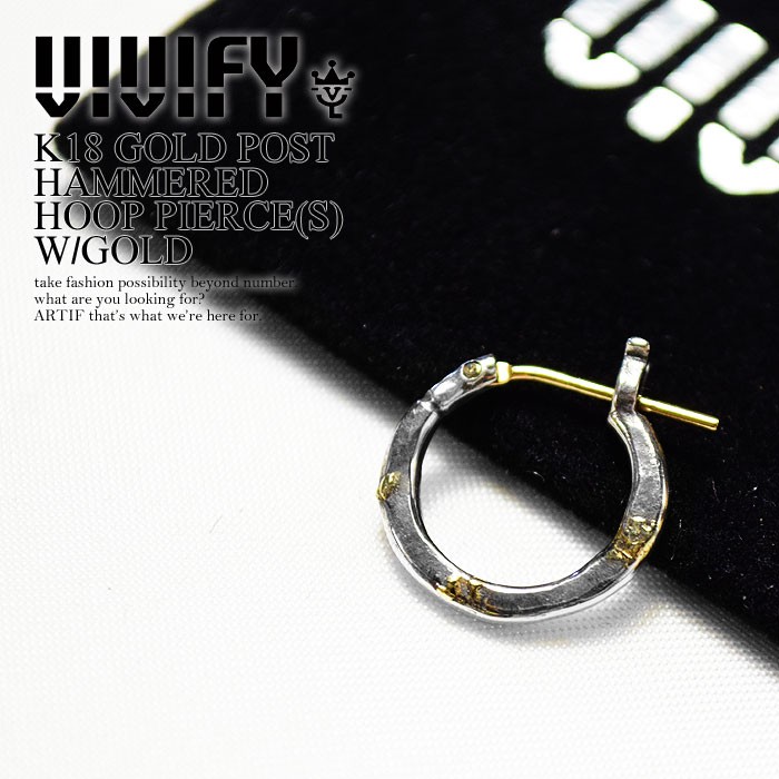 ビビファイ ピアス VIVIFY K18 GOLD POST HAMMERED HOOP PIERCE(S) W/GOLD