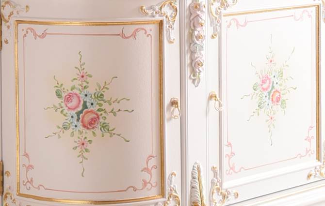 アントワネット カップボード ＧＯＬＤ ＬＩＮＥ 姫系 白家具