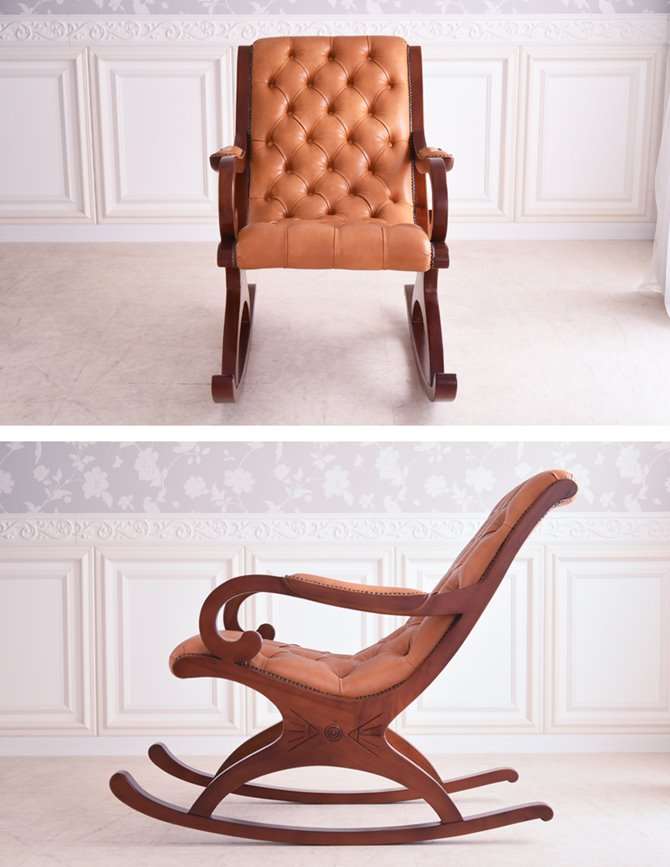 アンティークなロココ調おしゃれな輸入家具ロッキングチェア 茶 ブラウン ヨーロピアン イタリアン ロッキングチェアー 椅子 1人掛け 木製 リラックス チェア｜artitalia｜02