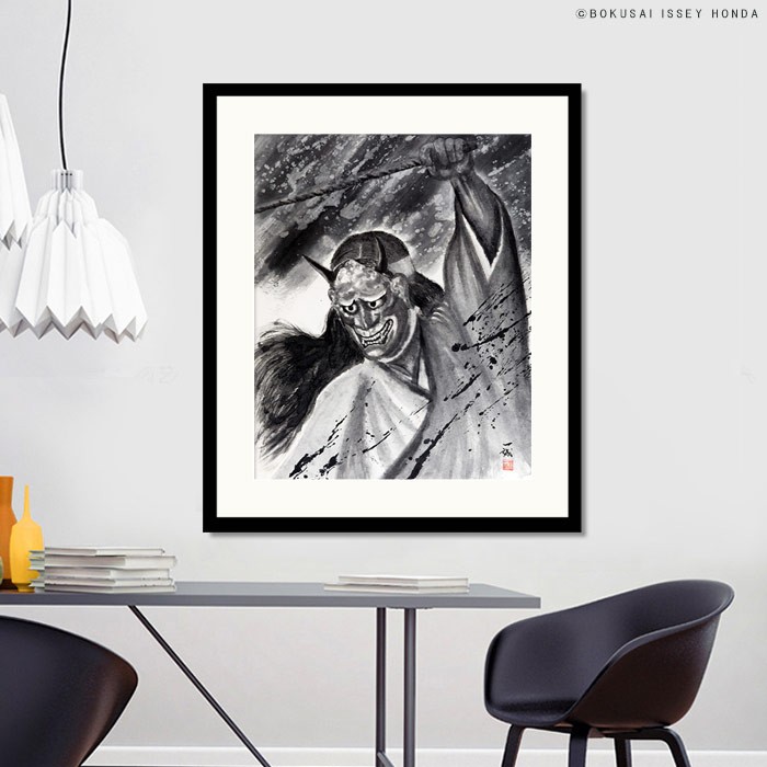 墨絵　絵画　原画　モノクロ　水彩画　水墨画　インテリア　F4 墨絵絵画原画モノクロ水彩画水墨画インテリアF4