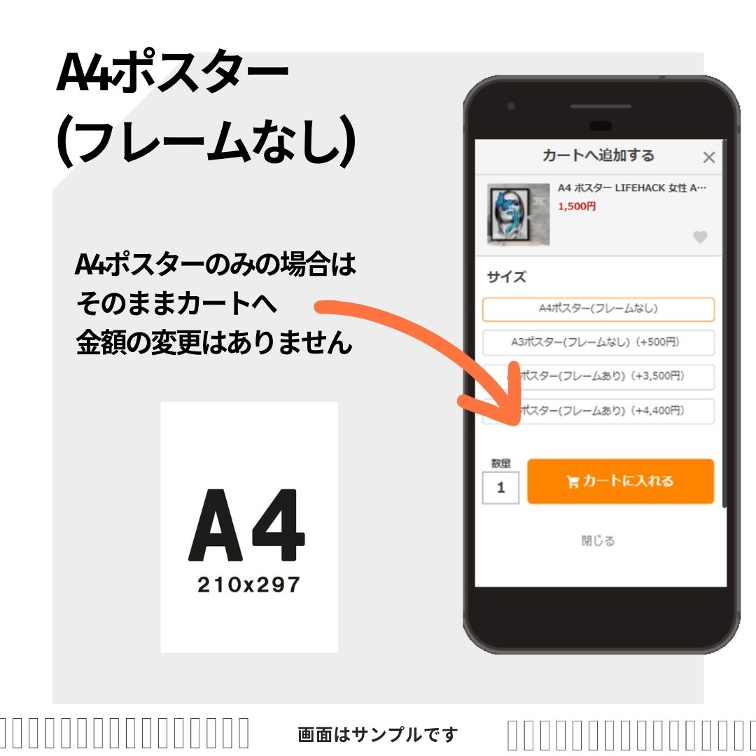 ポスター サイズとフレーム付無が選べるようになりました LHポスター A4 ポスター A3ポスター 額｜artjp｜04