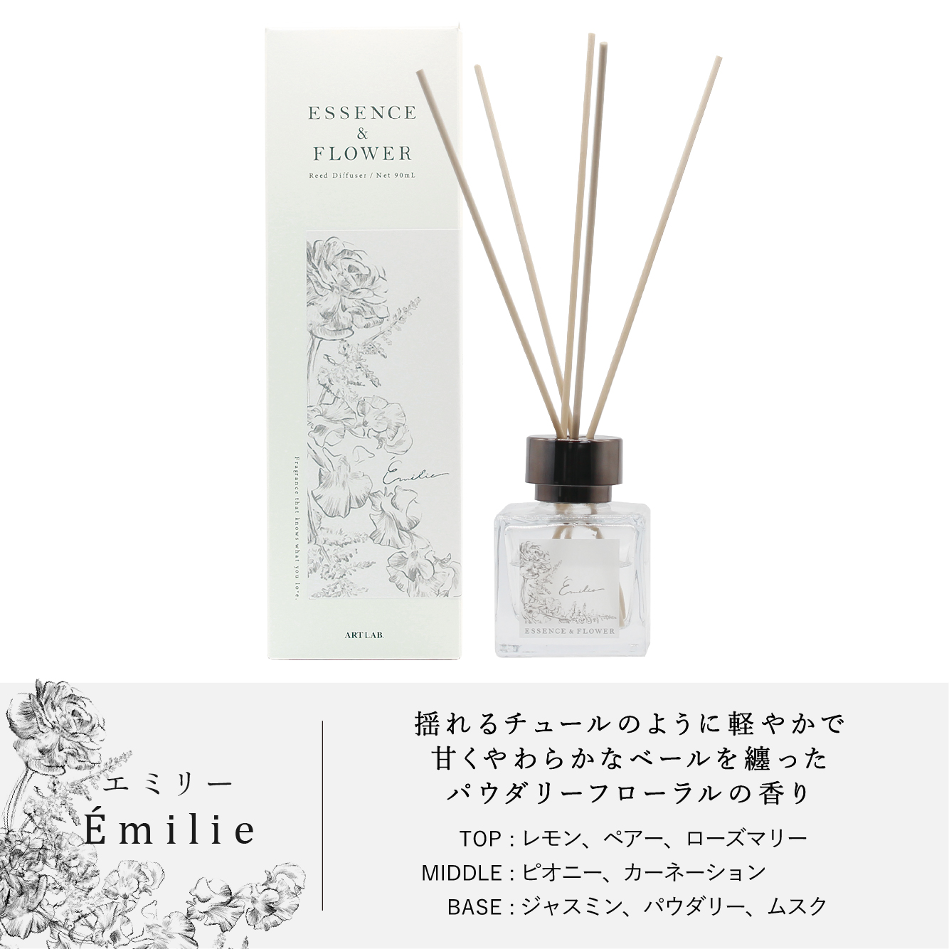 リードディフューザー / ESSENCE＆FLOWER エッセンスアンドフラワー ノンアルコール 精油配合 ギフト対応 アートラボ ARTLAB |  | 01