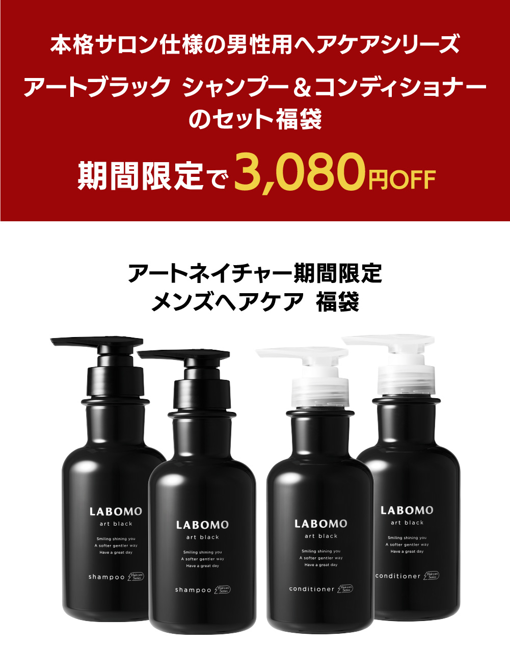 LABOMO 【福袋】アートブラック シャンプー×2本 コンディショナー×2本