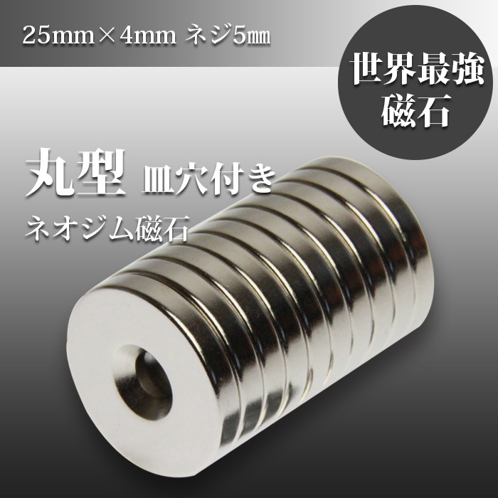 珍しい 小さくても 超強力 磁石 30個セット 丸型皿穴付 ネオジウム磁石 マグネット 25mm 4mm ネジ5mm鳩よけ Diy 人気絶頂 Www Tiniciti Com