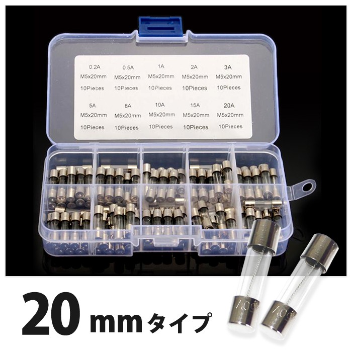 10種 計100個入 メンテナンス 電子 部品 ガラス管 ヒューズ